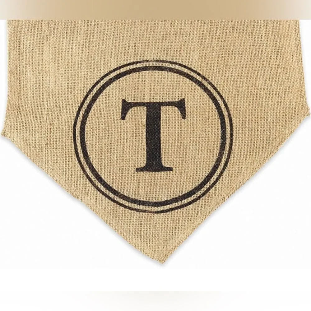 Mudpie burlap table runner monogram “T”